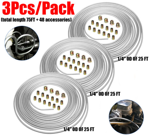 3sets 25ft brake line - 25ft, 1/4