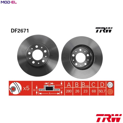 Brake disc df2671 for - 2x, volvo